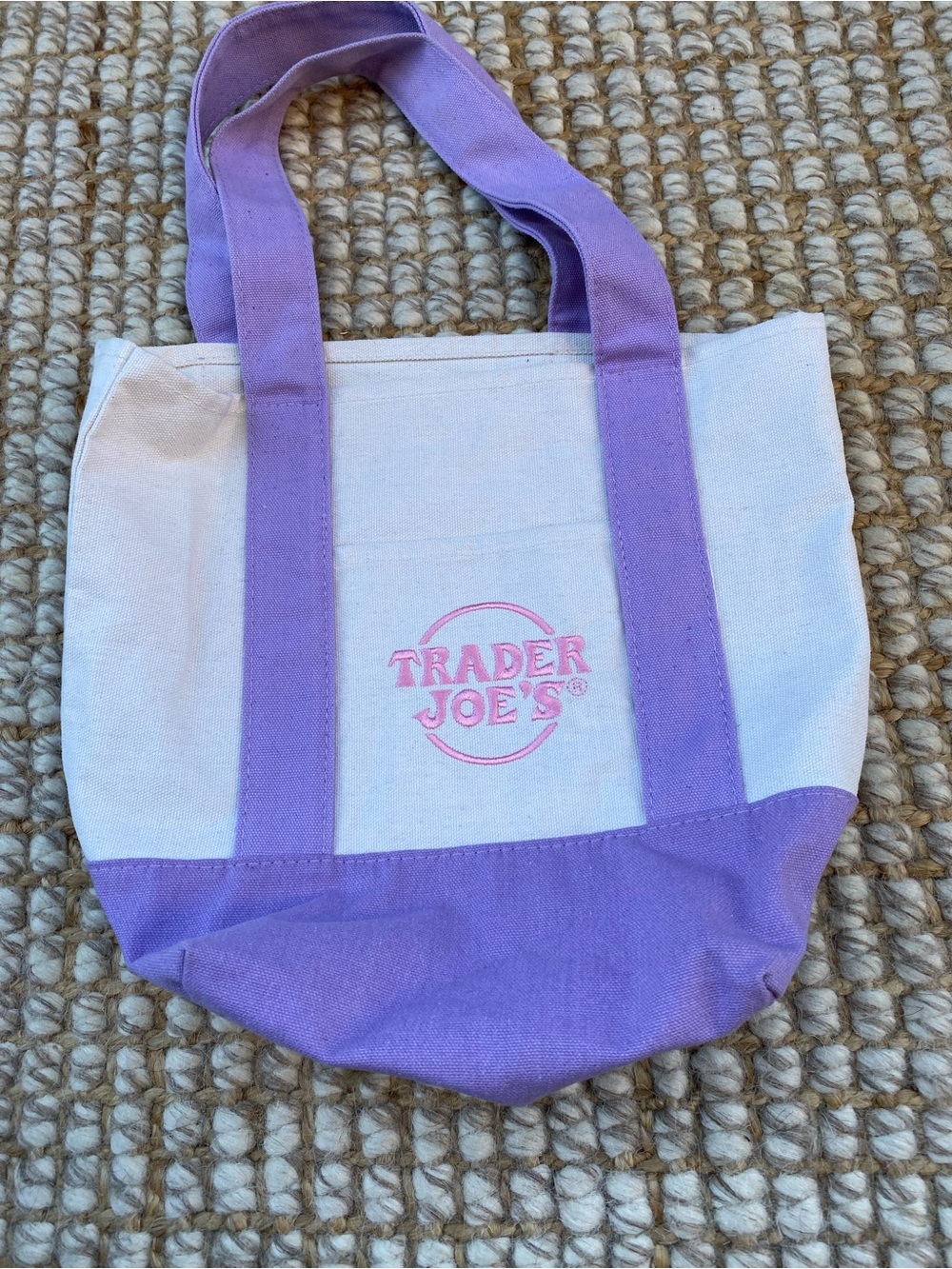 Trader Joe's Lavender & Cream Canvas Tote